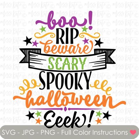 Halloween Word Art SVG PNG JPG Files for Spooky Scary - Etsy