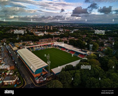 Rochdale Football Club Lancashire Aerial View Spotland Stadium Drone Stock Photo - Alamy