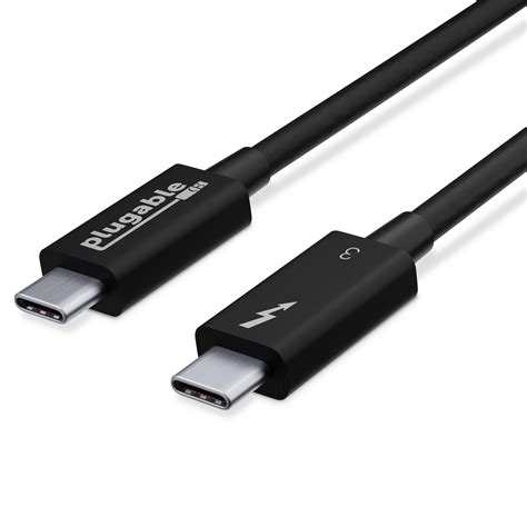 Plugable Thunderbolt 3 Cable 40Gbps Supports 100W (20V, 5A) Charging, 2.6ft / 0.8m USB C ...