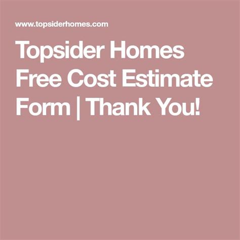 Topsider Homes Free Cost Estimate Form