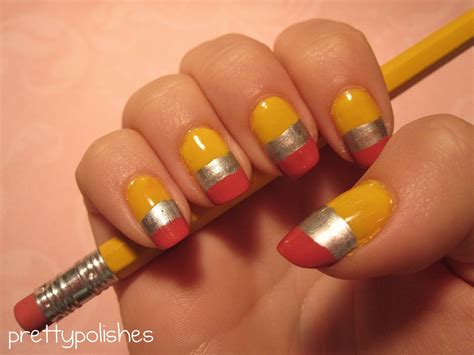 prettypolishes: Back-To-School Pencil Inspired Nail Art