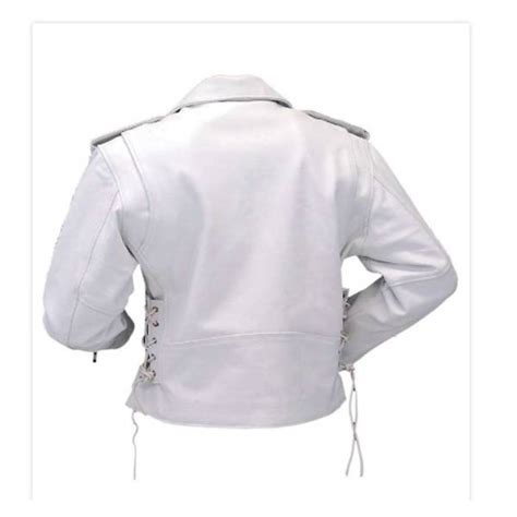 Sleek White Leather Motorcycle Jacket - Ride in Style | JacketnJeans