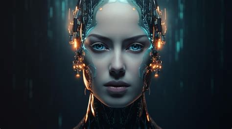 Digital illustration of cyborg with circuit board background | Premium AI-generated image