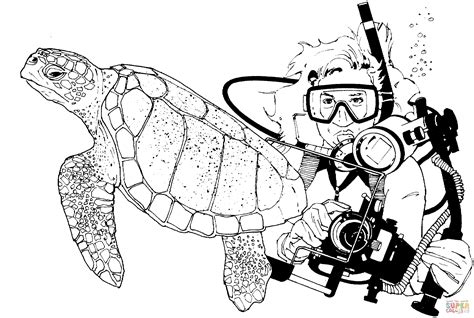 Scuba Diver Coloring Pages Printable Sketch Coloring Page