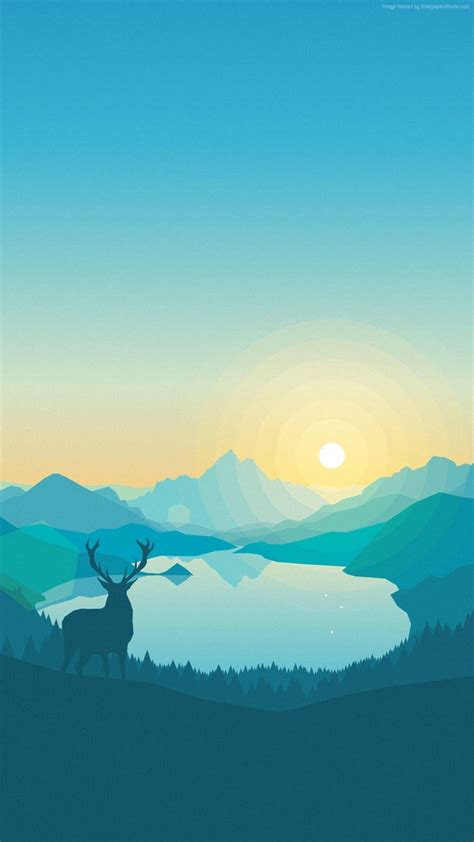 Download iPhone Animation Deer Lake View Wallpaper | Wallpapers.com