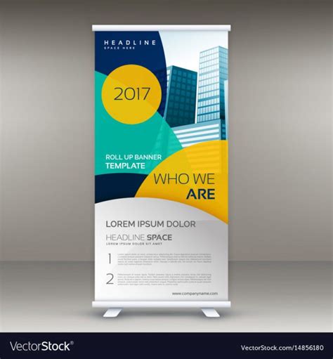 Roll Up Banner Design Template With Modern Shapes Vector Image Pop Up Banner Design Template Doc ...