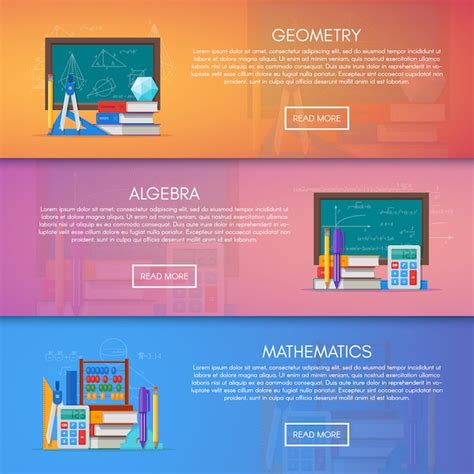 Premium Vector | Geometry, algebra and math banners. science education concept in flat style design.