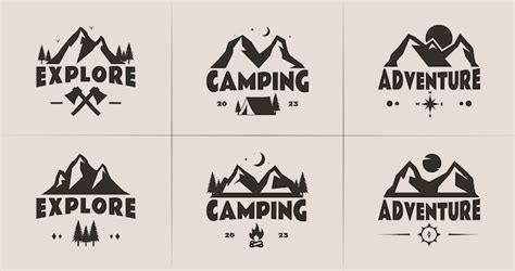 Premium Vector | Set of explore logo design for adventure symbol with vintage style