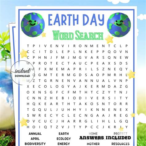 Printable Earth Day Word Search Game, Environmental Activities for Adults & Kids, Earth Day Game ...