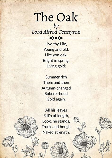 The Oak Alfred Lord Tennyson Alfred Lord Tennyson Poem - Etsy Norway