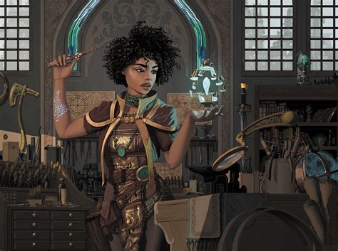 Dela d'Cannith, Eberron artificer [artist: Matthew Riley] : r/ReasonableFantasy