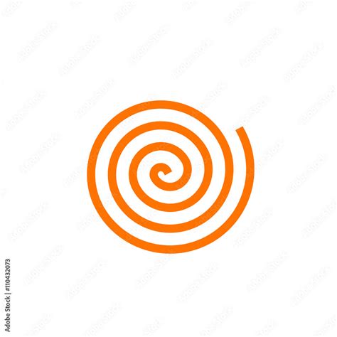 Simple orange spiral vector icon, concept of pasta logo, abstract cartoon loop, swirl, rotation ...