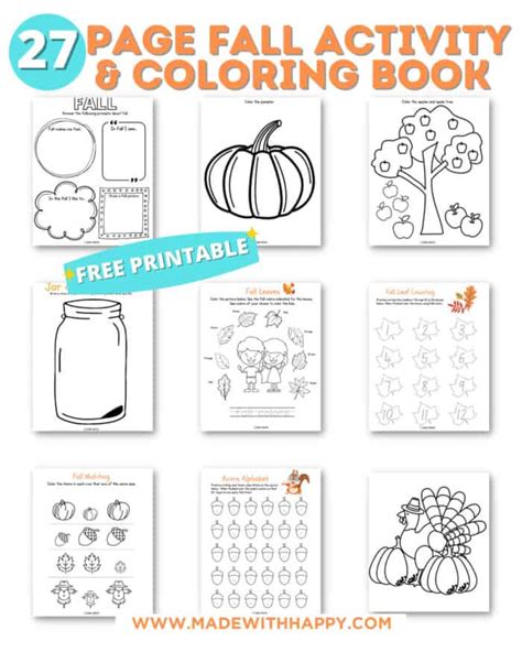 Fall Activity and Coloring Book for Kids - FREE PRINTABLE