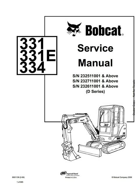 Bobcat 331 334 compact excavator service manual Download - Bobcat Service Manual