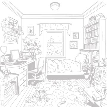 An Adult Bedroom Drawing Outline Sketch Vector, Wing Drawing, Bedroom Drawing, Bed Drawing PNG ...