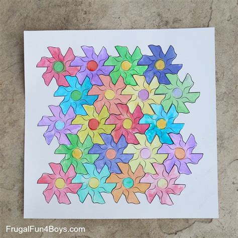 Flower Tessellation Activity for Kids (with a Printable Template) - Frugal Fun For Boys and Girls