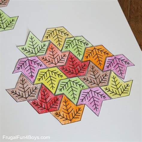 Leaf Tessellation Collaborative STEM Art Project - Frugal Fun For Boys and Girls