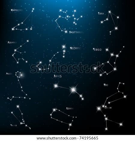 Vector Horoscopes Bright Stars In Cosmos. - 74195665 : Shutterstock