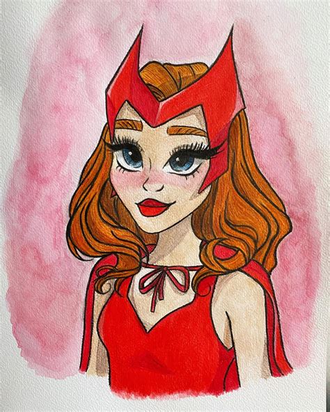 Download Wanda Maximoff Watercolor Art Wallpaper | Wallpapers.com