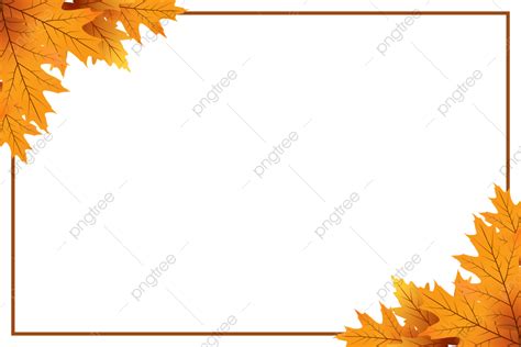 Dried Autumn Leaves Frame Border Design With Line, Autumn Leaves Border, Fall, Leaf Border PNG ...