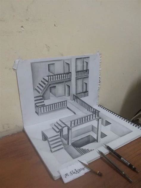 3d Drawings On Paper With Pencil