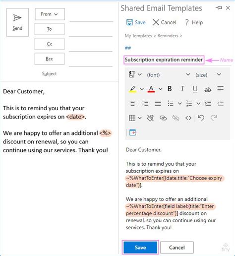 Create Outlook email template with fillable fields, variables, and dropdown | Outlook hacks ...