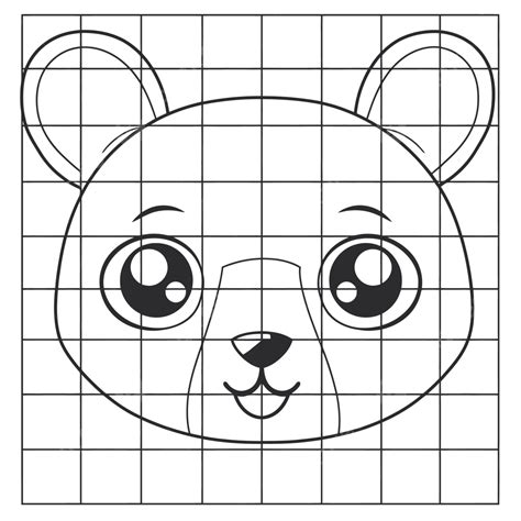 Bear Pencil Drawing In The Squares Outline Sketch Vector, Gridded Drawing, Gridded Outline ...