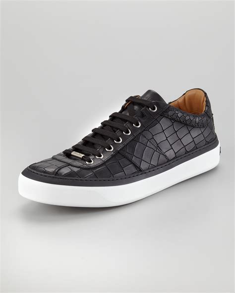 Jimmy choo Portman Crocodileembossed Sneakers Black in Black for Men | Lyst