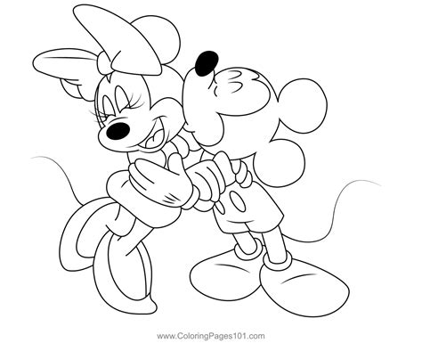 Mickey Minnie Mouse Kiss Coloring Page for Kids - Free Minnie Mouse Printable Coloring Pages ...