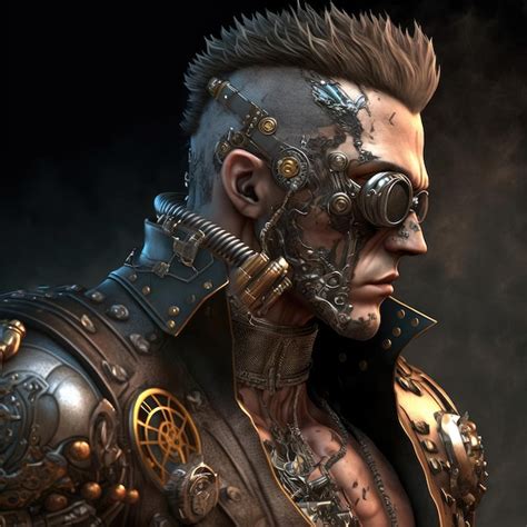 Premium Photo | Steampunk terminator portrait cyborg concept