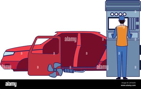 car repair service design of car body and mechanic at scanner Stock Vector Image & Art - Alamy