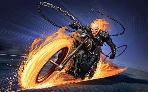 HD wallpaper: Comics, Ghost Rider, Bike, Chain, Fire, Marvel Comics | Wallpaper Flare