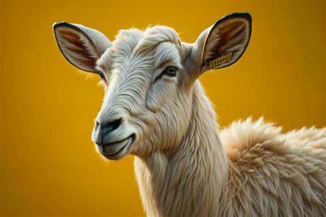 AI generated Portrait of a goat on a yellow background. Close-up. ai generated 35713801 Stock ...