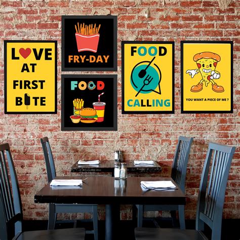 Buy TRIOHOMES - kitchen Wall s with Frame-Food theme wall s- for Restaurant Cafe Bar Hotel Wall ...