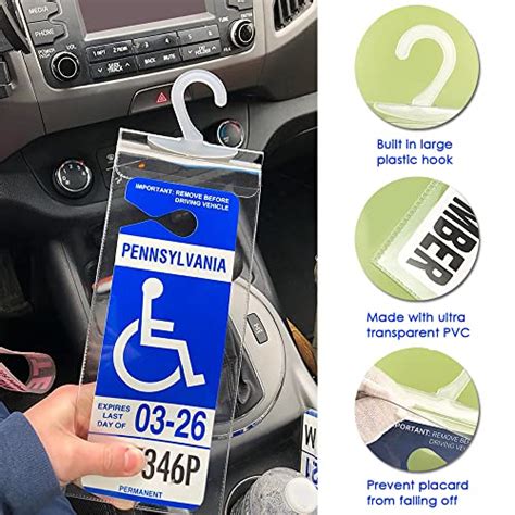 Handicapped Parking Placard Holder - Disabled Placard Protective Mirror Tag Holder with Larger ...