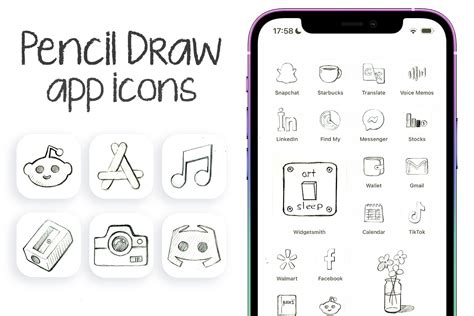 Pencil Draw App Icons iOS & Android - Aesthetic App Icons iPhone