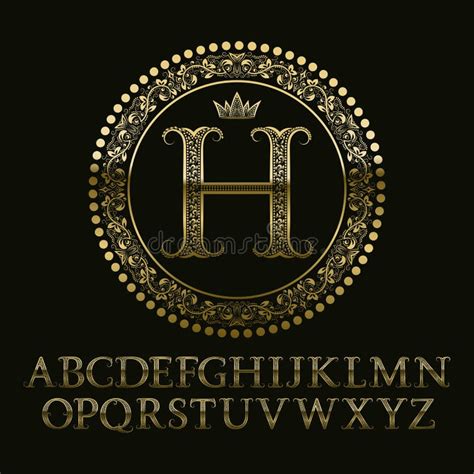 Floral Patterned Gold Letters with H Initial Monogram. Stock Vector - Illustration of gold ...