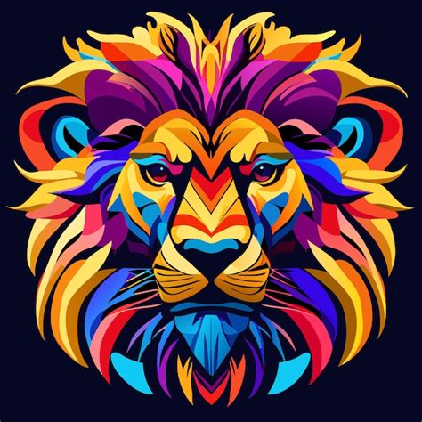 Premium Vector | Lion in vibrant abstract art