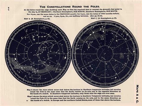 1963 constellations star map original vintage celestial print