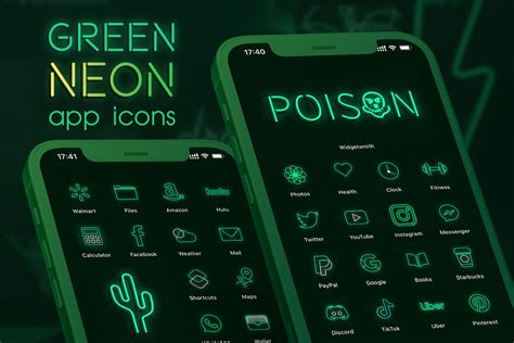 Neon Green App Icons FREE - Aesthetic Green App Icons iOS & Android