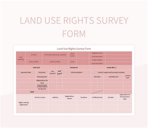 Land Use Rights Survey Form Excel Template And Google Sheets File For Free Download - Slidesdocs