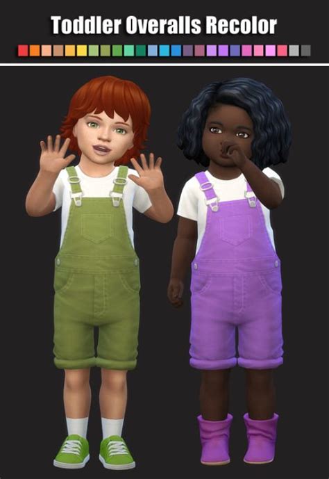 Toddler Overalls Recolor - Sims 4 | Toddler overalls, Sims 4 toddler, Sims