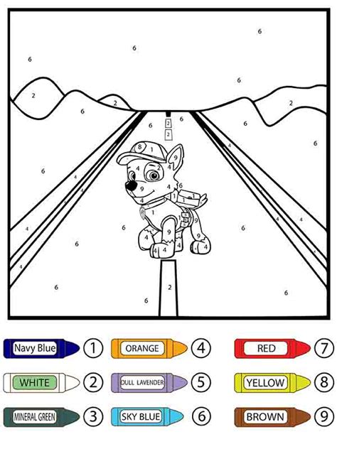 Paw Patrol Rocky Color by Number Coloring Page - Free Printable Coloring Pages for Kids