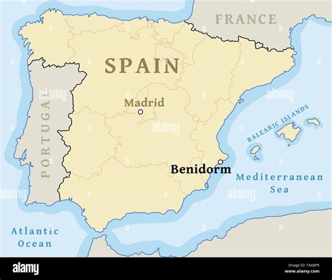 Benidorm map location. Locate city on map of Spain - for news, press and websites Stock Vector ...