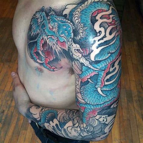 100 Dragon Sleeve Tattoo Designs For Men - Fire Breathing Ink Ideas