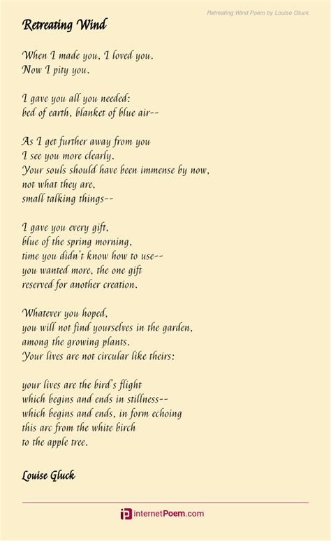 Retreating Wind Poem by Louise Gluck