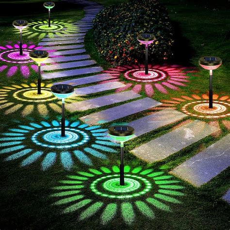 Cubilan Bright Solar Pathway Lights, Color Changing Plus Warm White LED Solar Lights Outdoor (8 ...