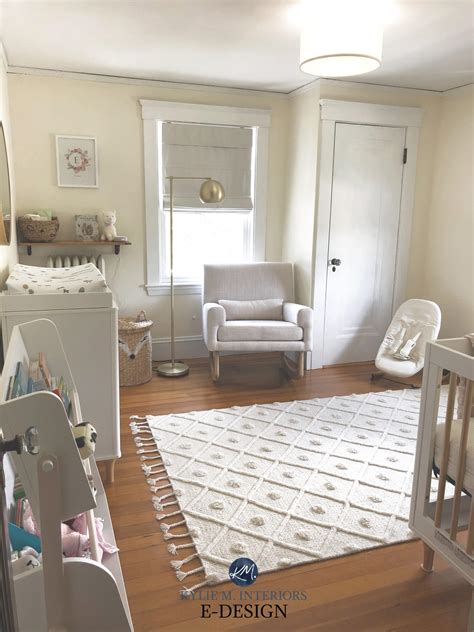 Best cream neutral paint colour, Benjamin Moore Featherbed in baby nursery room. Kylie M ...