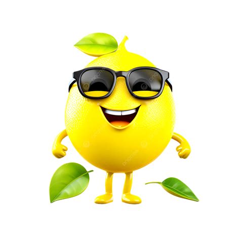 A Cute Cartoon Lemon Character With Sunglasses, Lemon, Cartoon, Character PNG Transparent Image ...