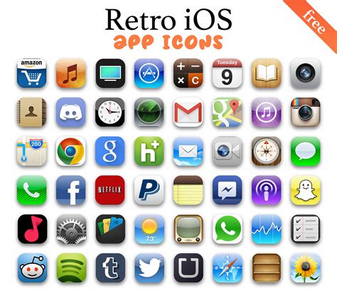 Retro iOS App Icons for iPhone - iOS 6 App Icons - Free Download